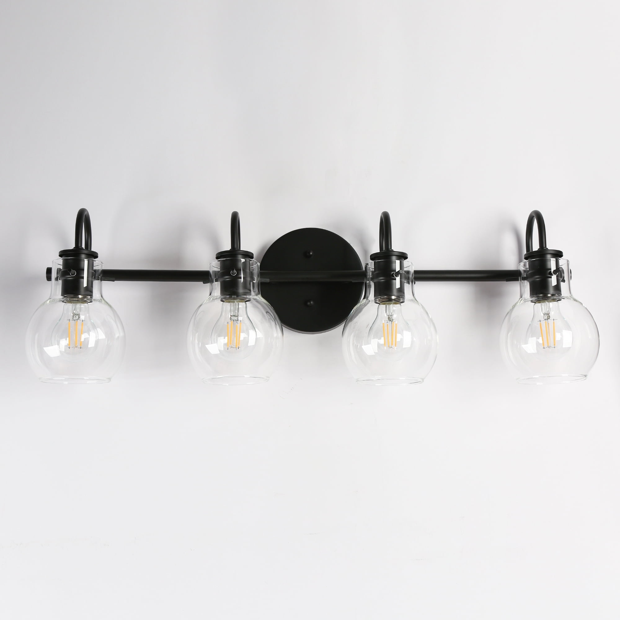 LNC Charm 28.5-in 4-Light Matte Black LED Modern/Contemporary Vanity Light
