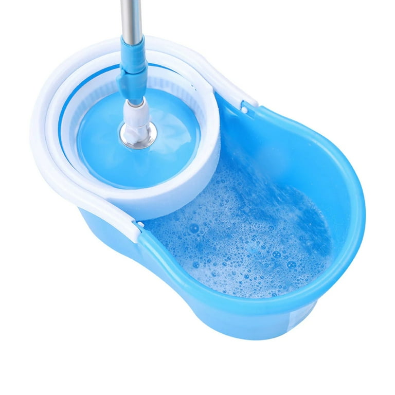 AMSUPER 360ﾂｰ Spin Mop with Bucket & Dual Mop Heads Floor Cleaning Tools - Best  Floor Mop Easy to Use - for Professional Home, Kitchen, Office (Blue) 