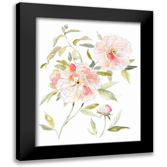 Robinson, Carol 12x14 Black Modern Framed Museum Art Print Titled - Sketchbook Cottage Rose II