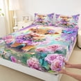 thumbnail image 4 of Erosebridal Kids Cute Highland Cow Bed Sheets 4pcs,Boys Girls Floral Roses Butterflies King Sheets,Pink Purple, 4 of 5
