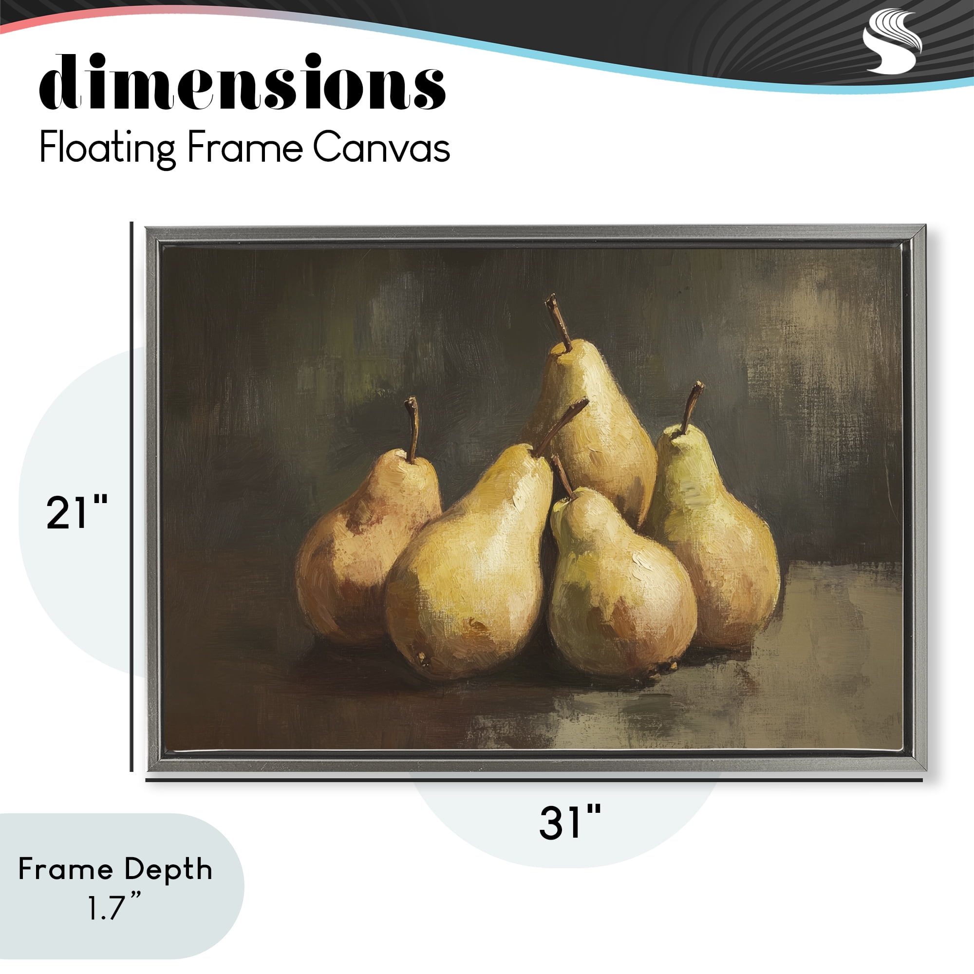 Stupell Industries Golden Pears Still Life Gray Framed Floater Canvas Wall Art, design by Petal Prints Design