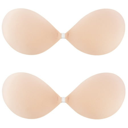2 Pieces Adhesive Bra Push-Ups Backless Bras Strapless Bras Gathering Bra Stickers