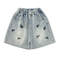 thumbnail image 6 of YunPes Girls Y2k Jorts Shorts Pull On Jean Shorts for Girls Elastic Waist Baggy Denim Pants Cute Heart Embroidery Shorts Pockets, 6 of 7