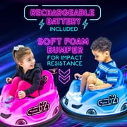 Pink Glow 6V Bumper Car, Battery Powered Ride On for Children by Flybar, Ages 1.5+, 66lbs