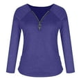 thumbnail image 5 of TAGOLD Womens Tops,Fashion Woman Long Sleeve V-Neck Solid Zipper Blouse Autumn Causal Pullover Tops, 5 of 6