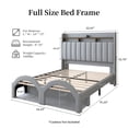 thumbnail image 3 of SIBEDS Bed Frame with Storage Drawers and Galaxy Star Projector PU Upholstered Gray Headboard, Full, 3 of 10