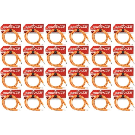 24 Rockville RCTR110O Orange 10' 1/4'' TRS to 1/4'' TRS  Cable 100% Copper