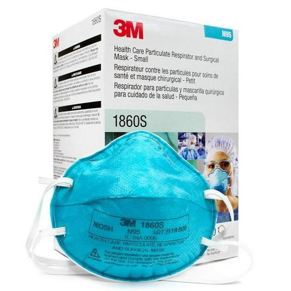 3M Fluid Resistant N95 1860S Respirator Mask, Turquoise Blue, 20 Pieces