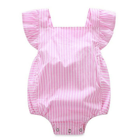 

Carolilly Baby Girls Summer Romper Ruffled Sleeveless Jumpsuit Back Bowknot One-piece Bodysuit
