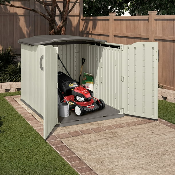 Suncast 98 cu. ft. Glidetop® Horizontal Resin Storage Shed for Backyard, Vanilla White Walmart