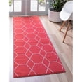 thumbnail image 1 of Unique Loom 3146718 2 x 6 ft. Geometric Trellis Frieze Runner Rug, Pink, 1 of 1