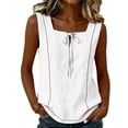 thumbnail image 2 of Pounoo Tank Tops for Women Square Neck Sleeveless Tie Front Plain Detail Loose Fit Tshirts Casual Daily Lightweight Camisoles, 2 of 7