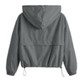 thumbnail image 5 of Sahpxhe Women Waterproof Zip Up Jacket Hooded Long Sleeve Drawstring Lightweight Windbreaker Jacket for Sport Travel Dark Gray XL, 5 of 10