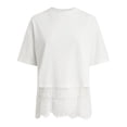 thumbnail image 4 of QGJZVUNL Womens Lace Tops Oversized Tshirts Basic Tees Short Sleeve Crewneck Top Summer Outfits Size S, 4 of 5