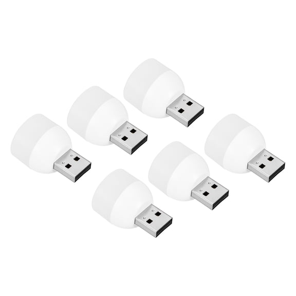 Uxcell Portable 1W USB Plugin LED Bulb Mini USB Night Light, White 6 Pack