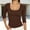 Brown, variant on Womens Slim Scoop Neck Shirts 3/4 Sleeve Knit Ribbed Pullover Tops for Women Trendy Casual Solid Color Outfit Brown XL