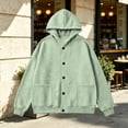 thumbnail image 4 of Hoodies for Women, Button up Hooded Sweatshirt, Casual Long Sleeve Soft Fleece Jackets with Hood Outerwear with Pockets, Xxl, 4 of 5