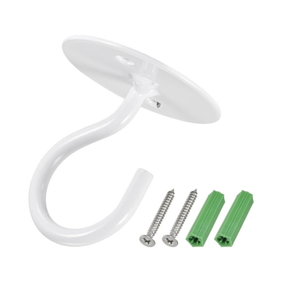 Unique Bargains Ceiling Hooks Wall Mounted 40x43mm Iron for Hanging Chandeliers Plants White 2Pack