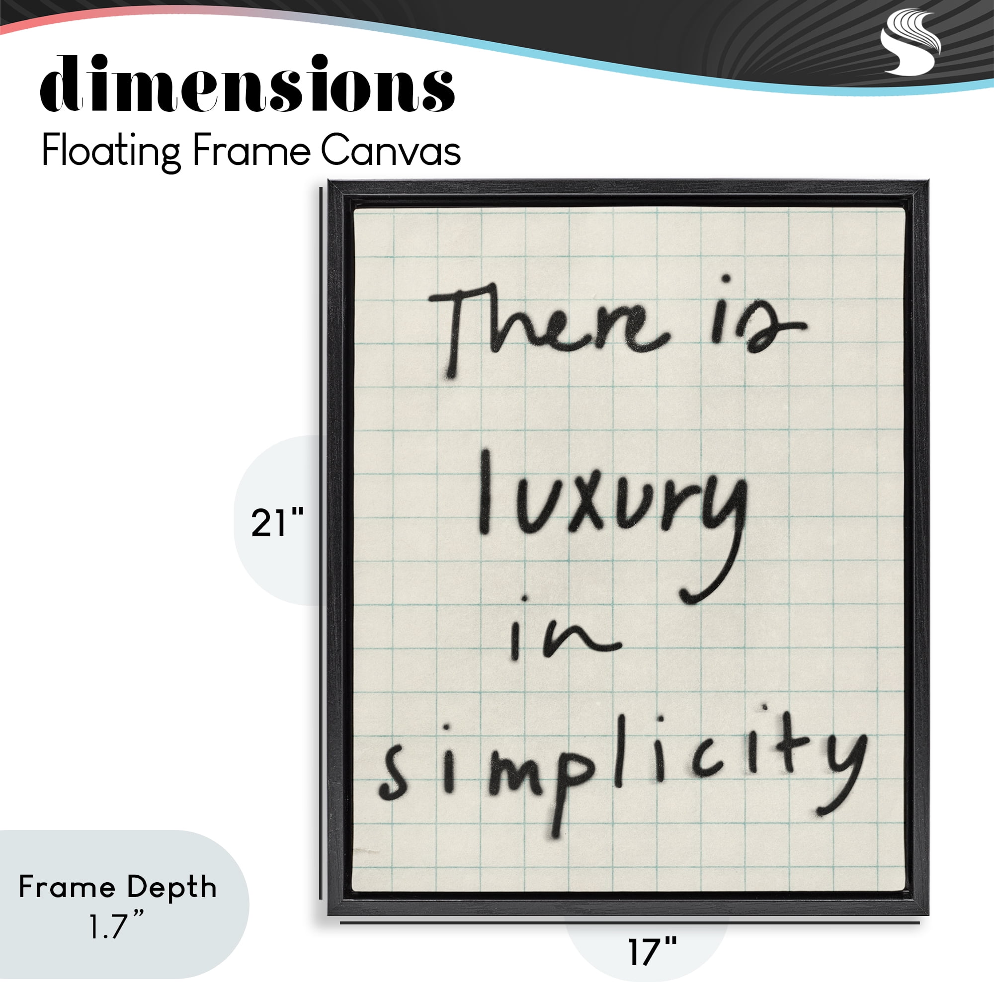 Stupell Industries Luxury In Simplicity Scrawl Black Framed Floater Canvas Wall Art, design by Victoria Barnes