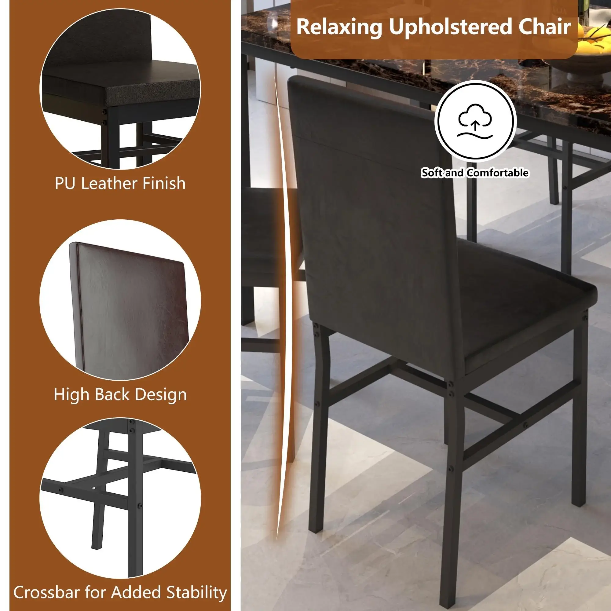 5 Piece Dining Table Set, Dining Table Set for 4, Modern Pub Bistro Table with Storage Shelf for Kitchen, Coffee Shop, Small Space