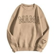 thumbnail image 4 of UJNDER Women's Letter Print Round Neck Pullover Sweatshirt Street Style Long Sleeve Khaki XL, 4 of 5