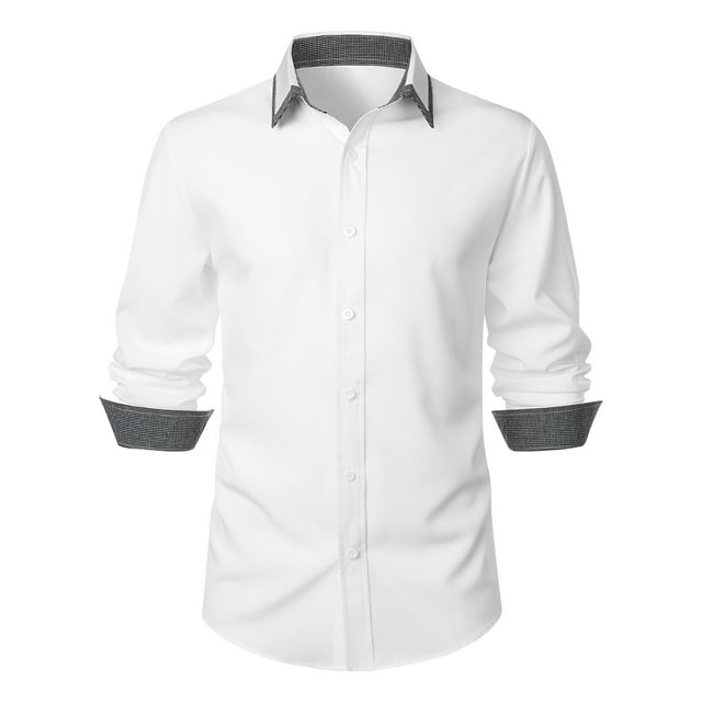 Birdeem Chemise à Manches Longues pour Hommes, Mode Décontractée, Imprimé Patchwork, Col Rabattu, Boutons