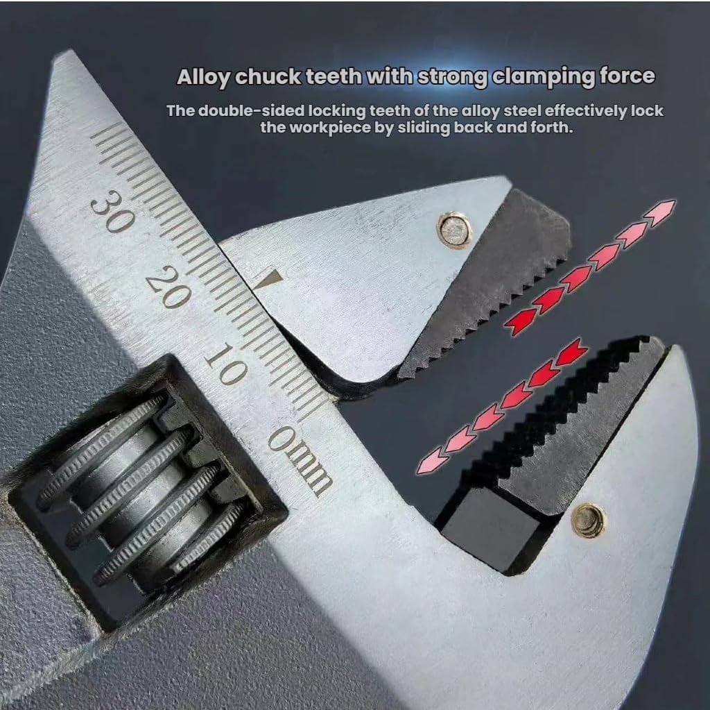 Self-Tightening Adjustable Wrench 8Inch, High-Torque, Non-Slip Handle, Ergonomic Design, Durable Chrome-Plated Jaw, Quick-Adjust Mechanism, 0-25mm Adjustable Opening, for Plumbing, DIY, Home Repairs
