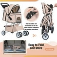 thumbnail image 5 of YRLLENSDAN Pet Gear Dog Stroller Small Dogs, Folding Cat Stroller with Cup Holders 4 Wheel Pet Strollers for Small & Medium Dogs Stroller Travel Carrier, Beige, 5 of 7