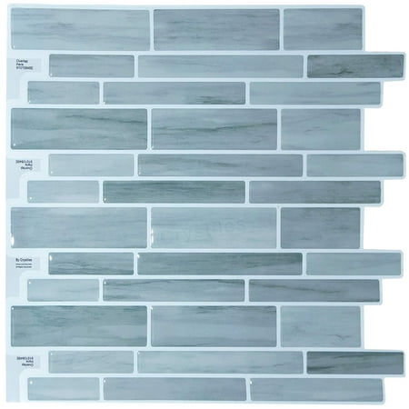 Discount Bathroom Tiles - Crystiles Peel Stick DIY Backsplash Tile Stick-on Vinyl Wall Tile Kitchen Bathroom, Item #91010848, 10” X 10”, 6 Sheets Pack