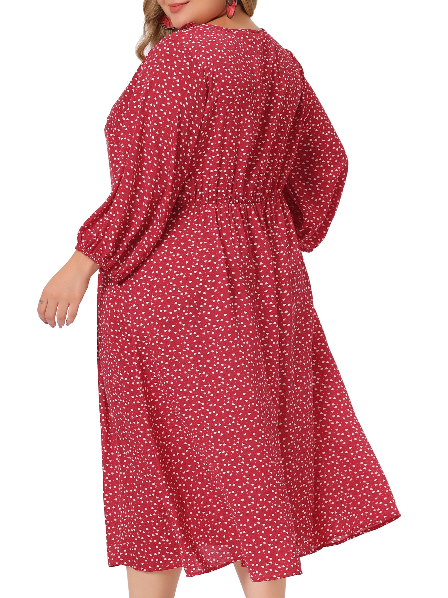 DARING DIVA Plus Size Elbow Sleeve Sweetheart Midi Ruffle Dress 4X Red
