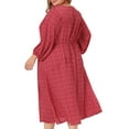 thumbnail image 4 of DARING DIVA Plus Size Elbow Sleeve Sweetheart Midi Ruffle Dress 2X Red, 4 of 6