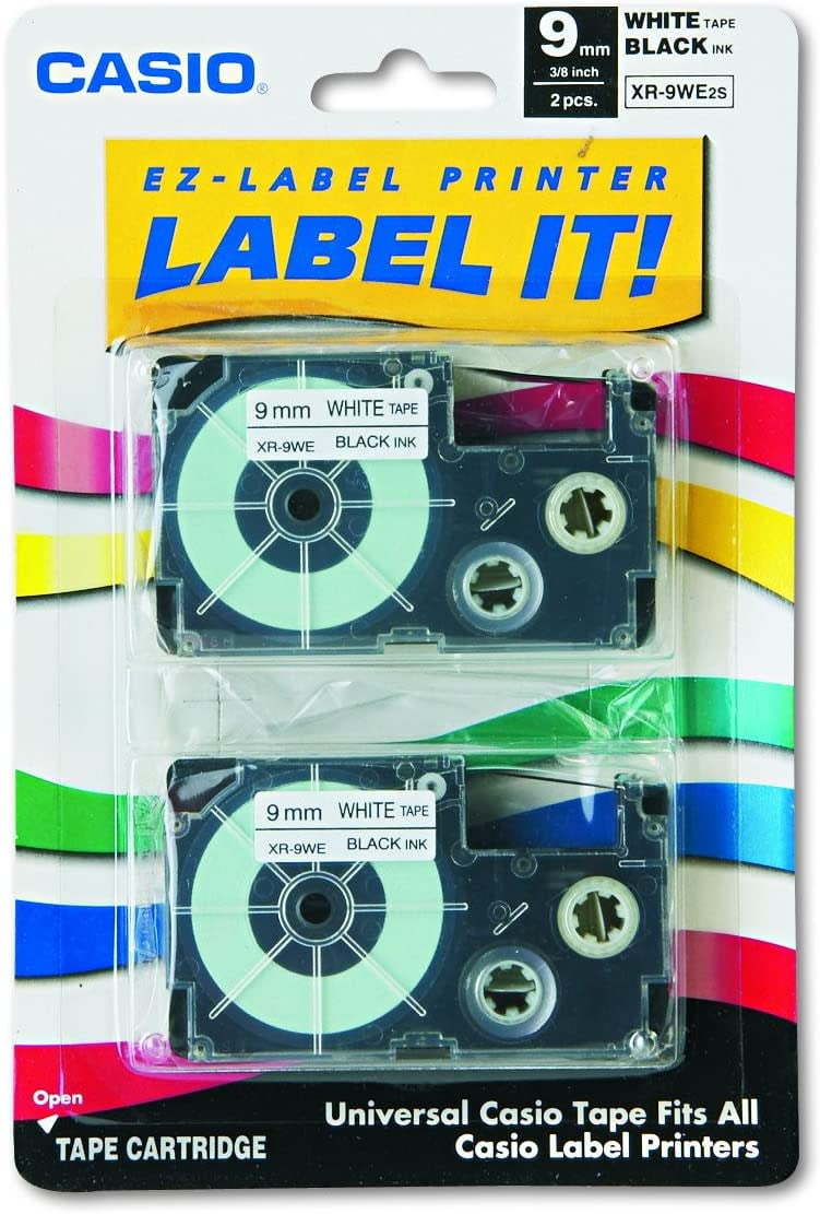 Details about   8PK XR-9WE Black on White Label Tape for Casio KL-780 750B 7200 1500 3/8" 9mm 