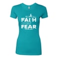 thumbnail image 2 of Wild Bobby, Faith Over Fear Psalm 118:6 White, Inspirational/Christian, Women Slim Fit Junior Tee, Tahiti Blue, Medium, 2 of 3