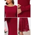 thumbnail image 5 of DARING DIVA Women's Lace Dress Wedding Guest Boat Neck Fishtail Dress XL Burgundy, 5 of 6
