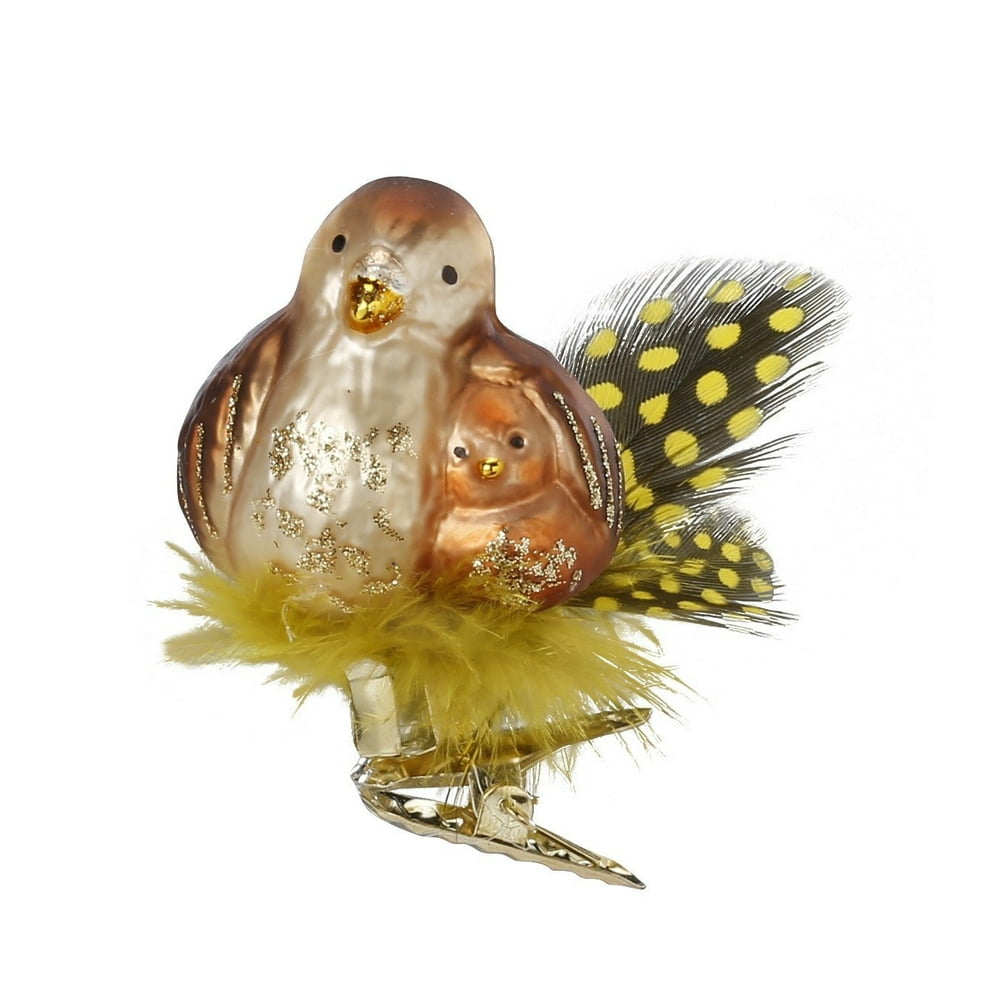 Inge Glas Hetty Bird in Nest German Glass Clip On Christmas Ornament FREE BOX