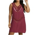 thumbnail image 2 of Swimsuit Cover Ups for Women,V Neck Hollow Out Swim Cover-up Crochet Bohemian Summer Beach Cover Up Dress, 2 of 4