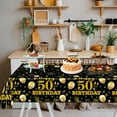 thumbnail image 3 of EVYIENEN 2 Pack 50th Birthday Tablecloth,Disposable Black Gold Plastic Waterproof Rectangular Table Covers for Christmas Party Decorations Men Women, 54 x 108 Inch, 3 of 7