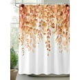 thumbnail image 3 of Orange Eucalyptus Leaves Waterproof Fabric Shower Curtain, Spring Floral Summer Botanical Shower Curtain for Bathroom Curtains Bathtubs Hotel Washable Shower Curtains with 12 Hooks Extra Long 72x96, 3 of 6