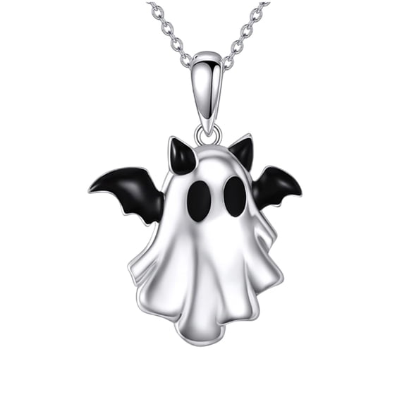 HHBEAUTY Halloween Necklace for Women Tiny Talisman, Spooky Ghost Bat Necklace Spooky Ghost Necklace Ghost Tassel Necklace Ghost Black Bat Pendant Necklace Halloween Jewelry Gift for Best Friend