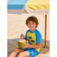 thumbnail image 2 of Lanbubble Toddler Boys Swimsuits Set Rash Guard Two Piece Short Sleeve Bathing Suit with Trunks 4-10 Years, 2 of 6