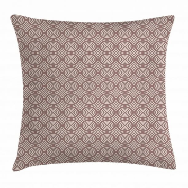 Earth Tones Throw Pillow Cushion Cover, Geometric Round Spirals Abstract Vintage Diamond Shapes