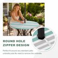 thumbnail image 4 of Round Outdoor Tablecloth with Umbrella Hole and Zipper, Turquoise Stripes Tablecloth with Elastic Waterproof, Modern Minimalist Horizontal Lines Patio Table Covers for 55" - 60" Picnic Pool Tables, 4 of 9