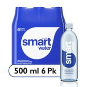 smartwater vapor distilled premium water, 16.9 fl oz, 6 count bottles