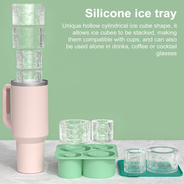 Trayknick Silicone Ice Cube Trays with Lids Ice Cube Trays for Freezer, Set of 4 Cavities Bpa Free Easy Release and Flexible Silicone Stackable Ice Cube Molds,Reusable Freezer Ice Trays