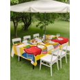 thumbnail image 4 of Outdoor Tablecloth with Umbrella Hole for Patio/Picnic/Party/Camping, Children's Day Waterproof Table Cloth Rectangle Table Cover Washable, Cartoon Pencil Watercolor Yellow Striped (60"x 120"), 4 of 8