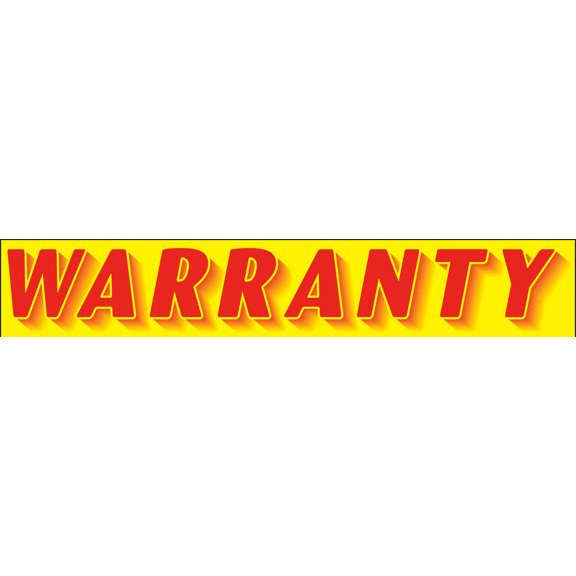 Rectangular Slogan Windshield Sticker - Red/Yellow - "Warranty" - 14 1/2ʺL x 2 3/4ʺH - Pack of 12