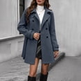 thumbnail image 6 of TGSLY Women's Wool Blend Coat Soft Notched Lapel Double Breasted Button Long Sleeve Jacket Casual Solid Color Mid-Length Belt Winter Outerwear M, 6 of 9