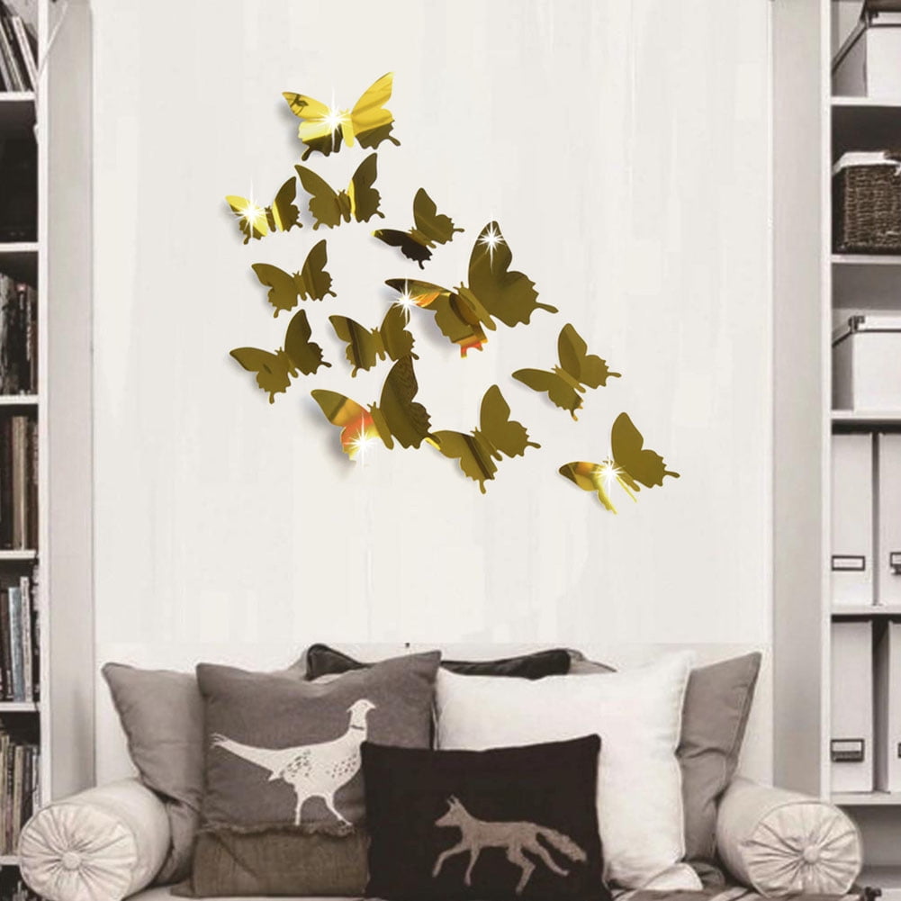 3D Mirror Butterfly Wall Sticker Decal DIY Home Room Art Mural Decor Removable 