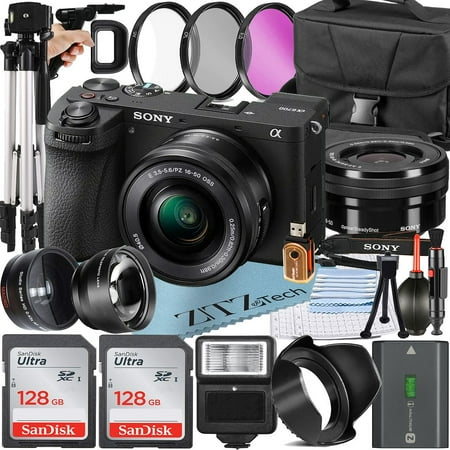 Sony a6700 Mirrorless Camera with 16-50mm Lens + 2 Pack SanDisk 128GB Memory Card + Case + Filter Kit + ZeeTech Accessory Bundle