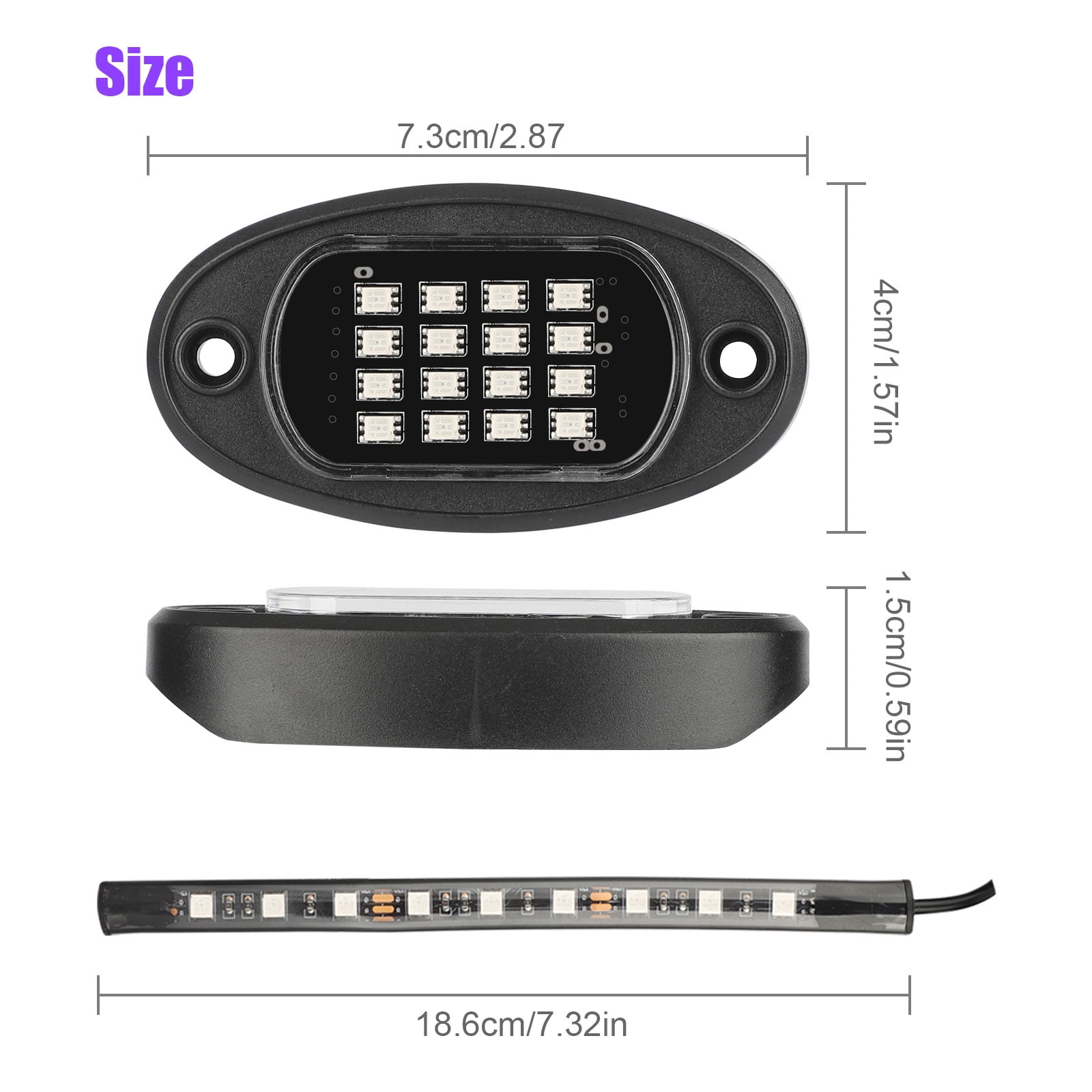 TSV 64LEDs Multi-Color Rock Light for Truck, Waterproof RGB Underbody Lighting, Remote Controlled